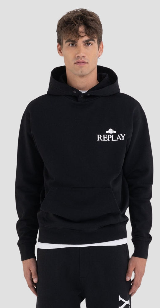 Replay Men s Archive Logo Hoodie Black Replay Jeans