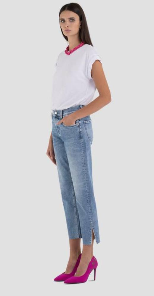 Replay Maijke Rose Label Straight Fit Jeans Medium Blue